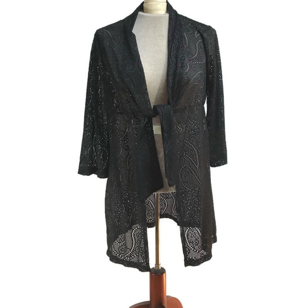 Catalina Lace Cover Up Black Tie Front Size Large 12 - 14